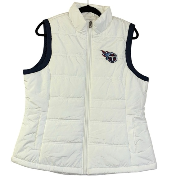 Titans Tennessee NFL White Navy Puffer Vest Women’s XL Football Sports Athlete - Picture 3 of 16
